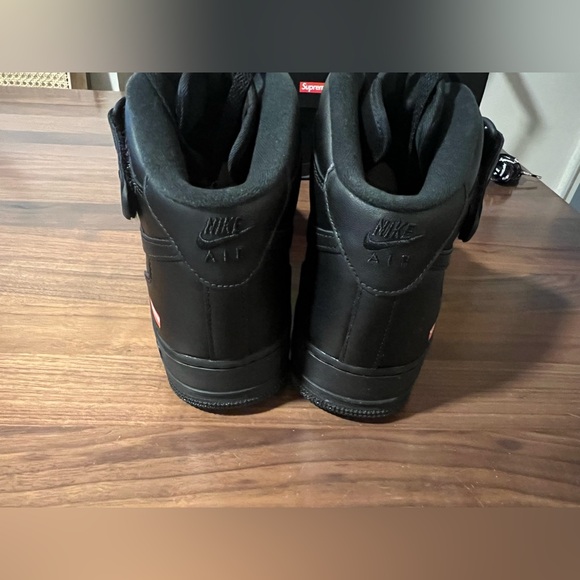 SUPREME X NIKE AIR FORCE 1 AF1 MID 'BOX LOGO - TRIPLE BLACK' Men’s Size 11 - Picture 7 of 12
